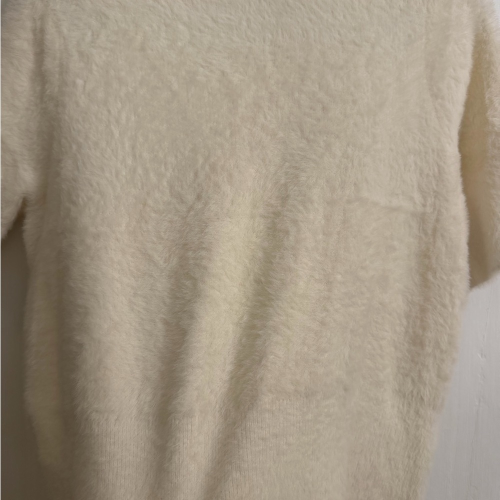 Soft Ivory Short-Sleeve Mock Neck Sweater - Picture 2 of 6